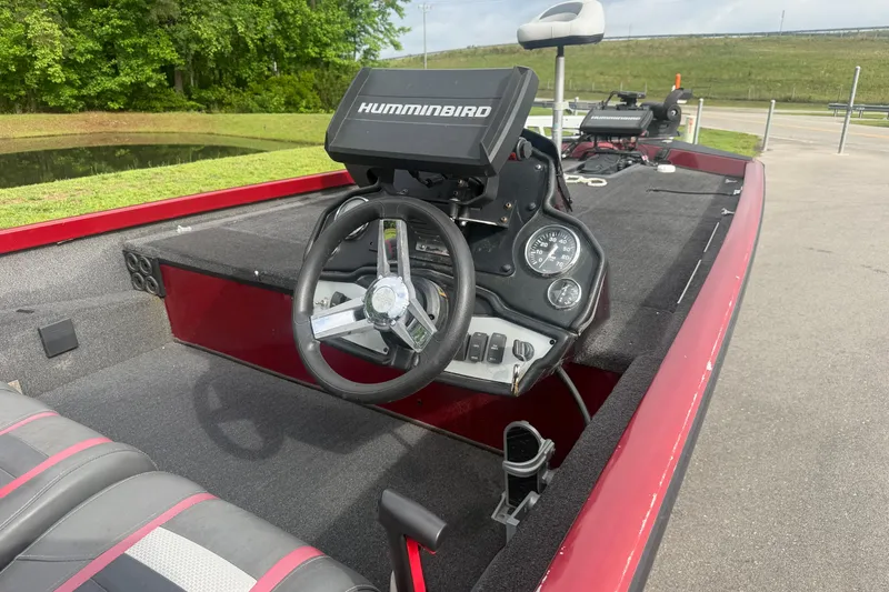 Slide: The Image of 2019 Ranger RT188 boat interior with steering wheel and Humminbird electronics. - 6