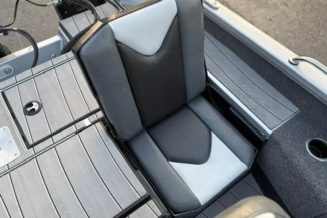 Slide: The Image of 2023 Vexus ADX 190 boat seat with sleek gray and black design. - 26