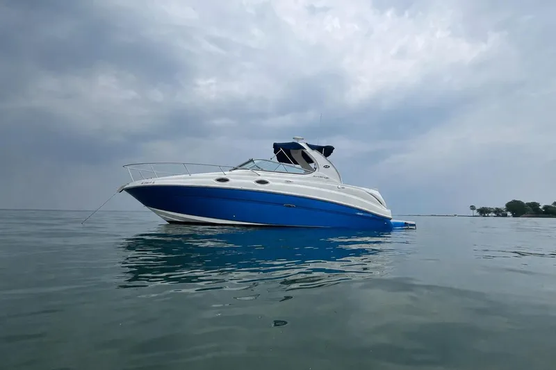 The Image of 2009 Sea Ray Sundancer 280 boat on calm water under cloudy sky. - 0