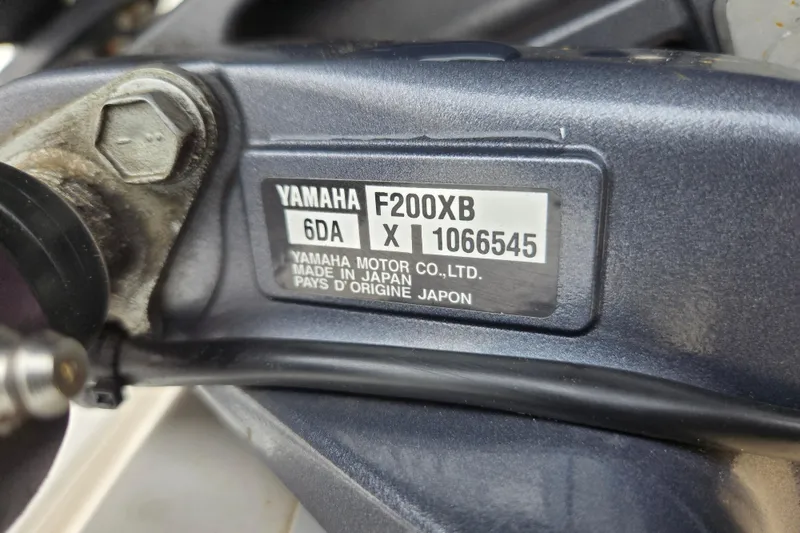 Slide: The Image of Yamaha F200XB engine label on 2023 Sea Fox 228 Commander boat. - 26
