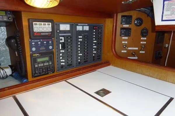 Slide: The Image of Electrical control panel inside a 1964 Hinkley Bermuda 40 sailboat cabin. - 22