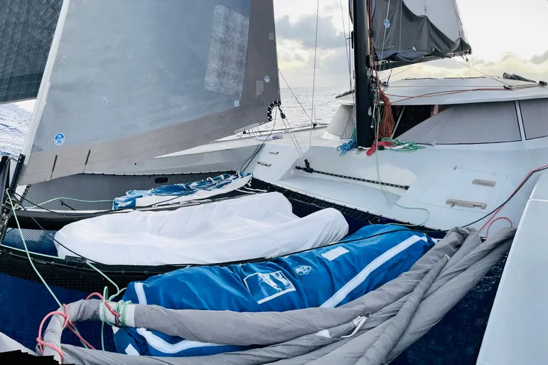 The Image of Sailing catamaran Alibi 54, 2011 model, with sails and gear on deck. - 0