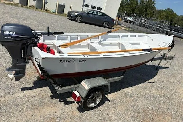 Slide: The Image of Homebuilt 2006 V-HULL boat "Katie's Cup" on trailer with Yamaha outboard motor. - 3