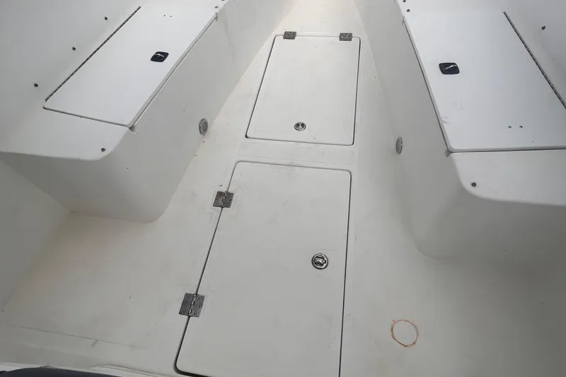 Slide: The Image of Interior of a 2011 Jefferson Marlago FS35 boat, white deck hatches. - 34