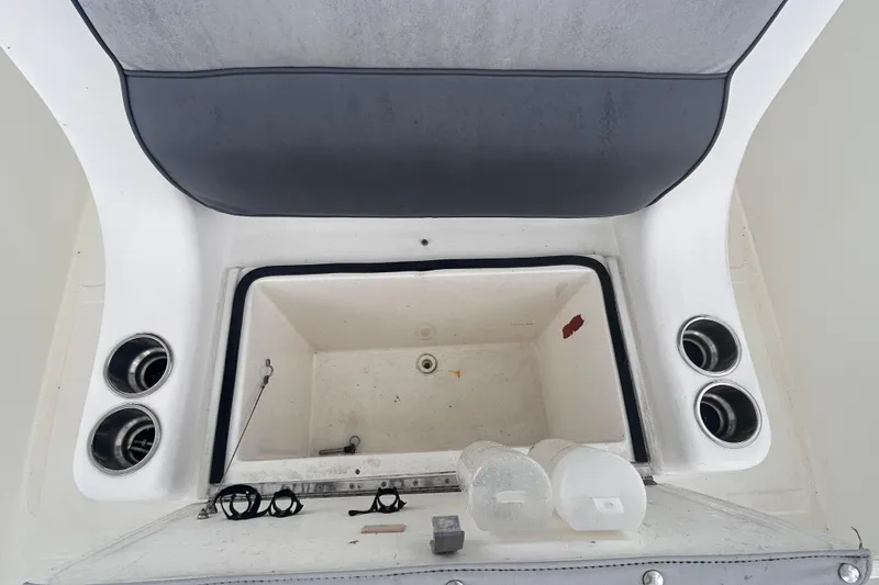 Slide: The Image of Interior view of a 2011 Jefferson Marlargo FS35 boat compartment with cup holders. - 45