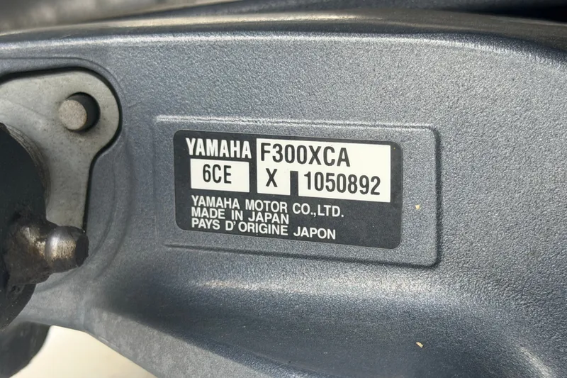 Slide: The Image of Yamaha F300XCA engine label on Jefferson Marlago FS35, 2011 model. - 93