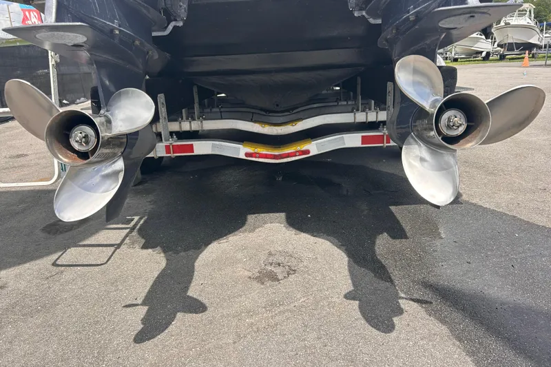 Slide: The Image of Dual propellers on a 2011 Jefferson Marlargo FS35 boat trailer. - 5