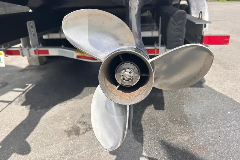 Slide: The Image of Close-up of a Jefferson Marlargo FS35 boat propeller, 2011 model, on a trailer. - 6