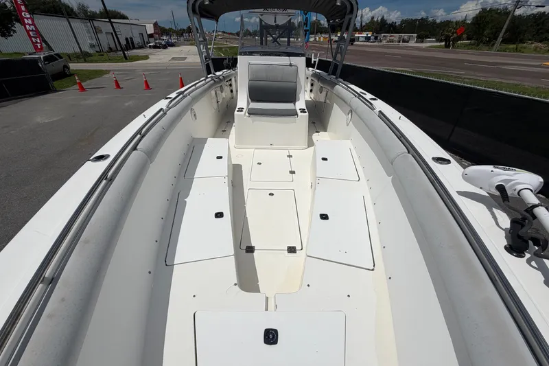 Slide: The Image of 2011 Jefferson Marlago FS35 boat interior with seating and storage compartments. - 71
