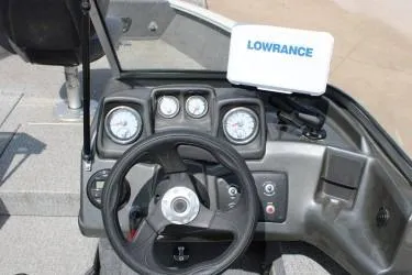 Slide: The Image of 2020 Tracker Pro Guide V-165 WT boat dashboard with Lowrance navigation system. - 4