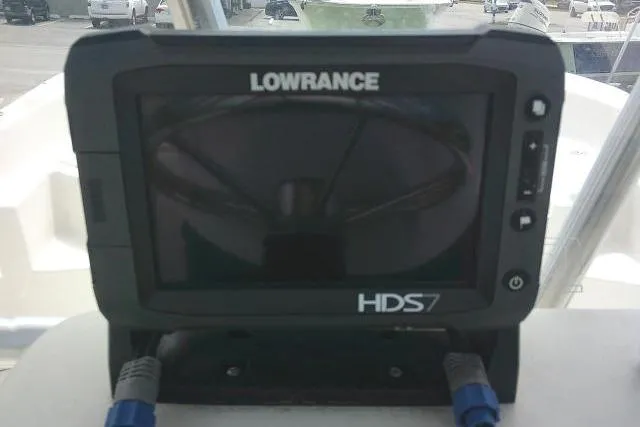 Slide: The Image of Lowrance HDS7 fishfinder on 2013 Carolina Skiff 198 DLV boat dashboard. - 13