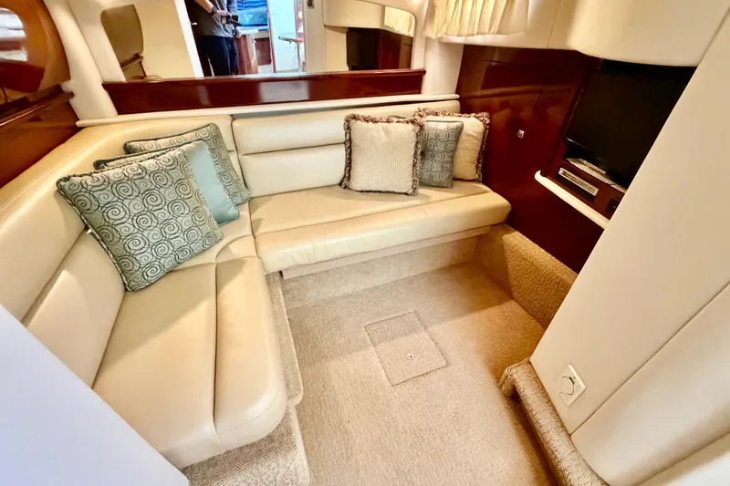 Slide: The Image of Luxurious interior of 2008 Sea Ray 44 Sundancer yacht with plush seating and elegant decor. - 35