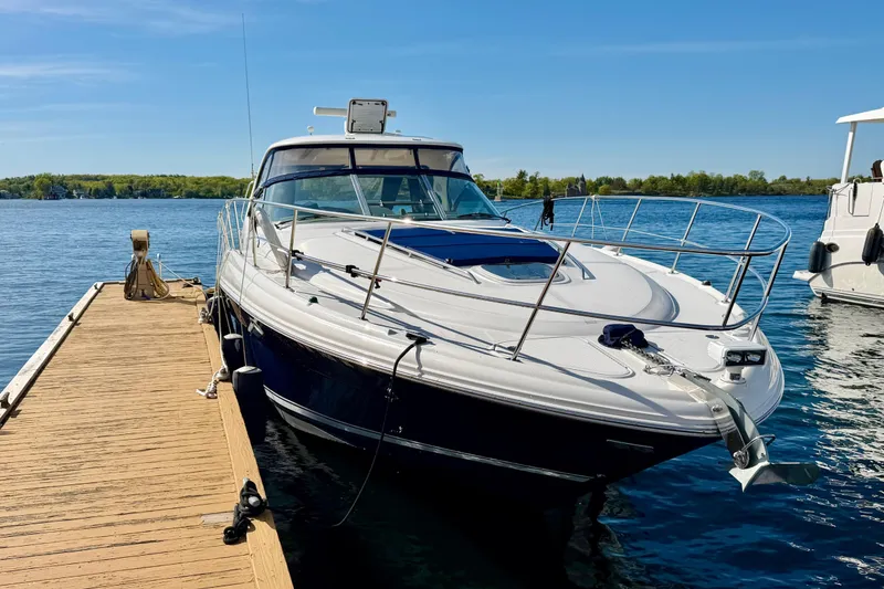 Slide: The Image of 2008 Sea Ray 44 Sundancer yacht docked on a sunny day. - 59