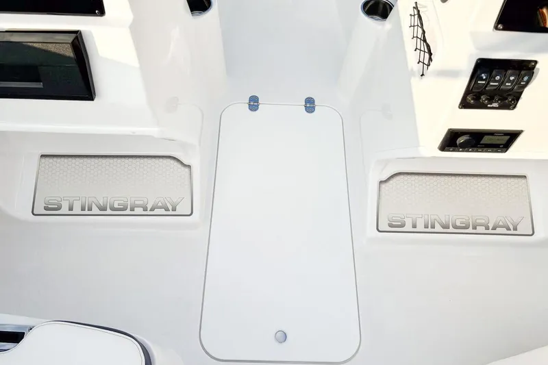Slide: The Image of Interior of Stingray 172 DC boat, 2026 model, featuring brand logo. - 7