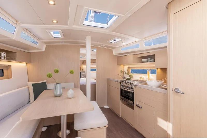 Slide: The Image of Interior of 2026 Beneteau Oceanis 37.1 yacht with modern kitchen. - 3
