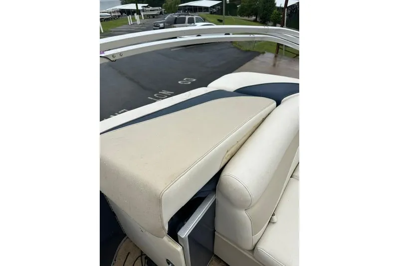 Slide: The Image of 2015 Godfrey Sweetwater 1880 CX boat seat with storage compartment open. - 12