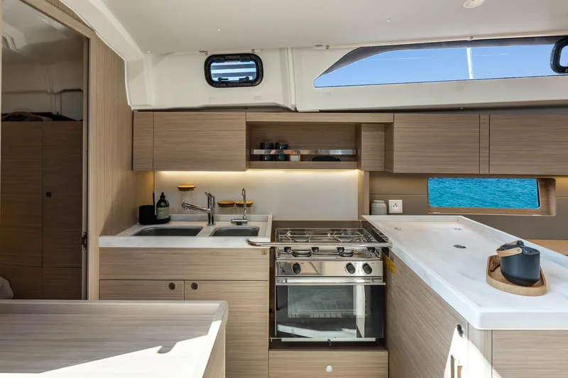 Slide: The Image of Modern kitchen on Beneteau Oceanis 47 yacht, year 2027. - 4