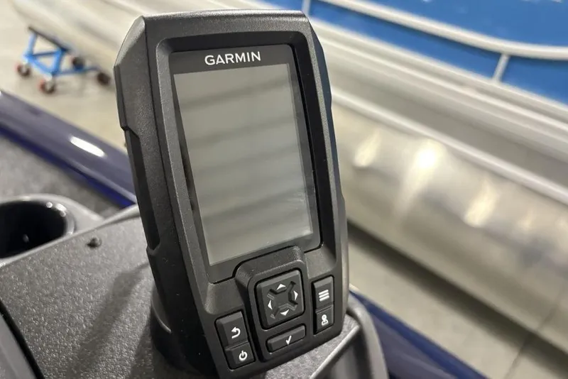 Slide: The Image of Garmin device on 2026 Tracker Super Guide V-16 SC boat dashboard. - 12