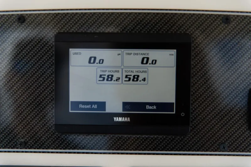 Slide: The Image of Yamaha display on 2024 Grady-White 231 Coastal Explorer showing trip data. - 21