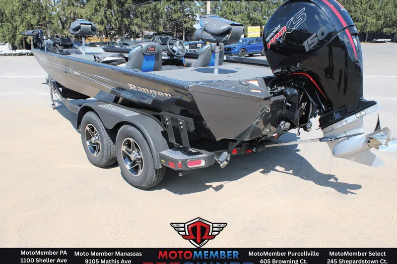 Slide: The Image of 2020 Ranger RT198P boat with Mercury Pro XS engine on trailer. - 1