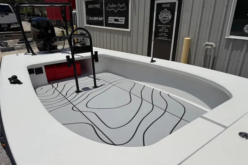 Slide: The Image of 2024 Delta D18 boat interior with modern design and topographical floor pattern. - 6