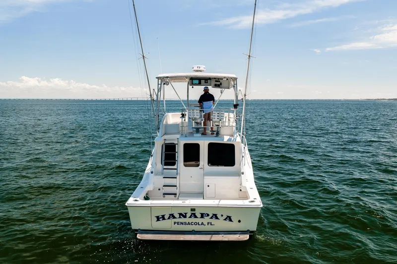 Slide: The Image of 1994 Luhrs 38 Convertible boat on open water, Pensacola, Florida. - 55