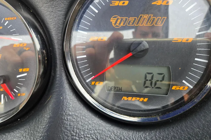 Slide: The Image of Close-up of 2004 Malibu Wakesetter 23 LSV speedometer showing 0.2 MPH. - 68