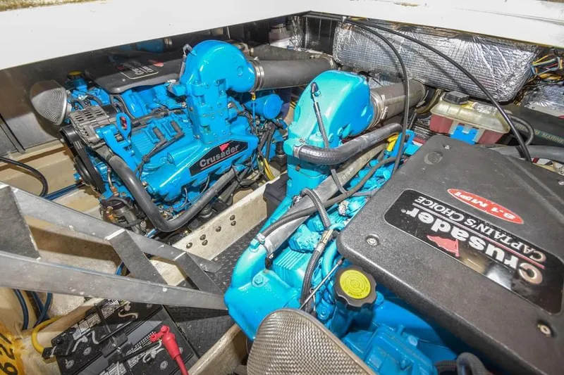 Slide: The Image of Engine room of 2007 Silverton 35 Motor Yacht with Crusader engines. - 24