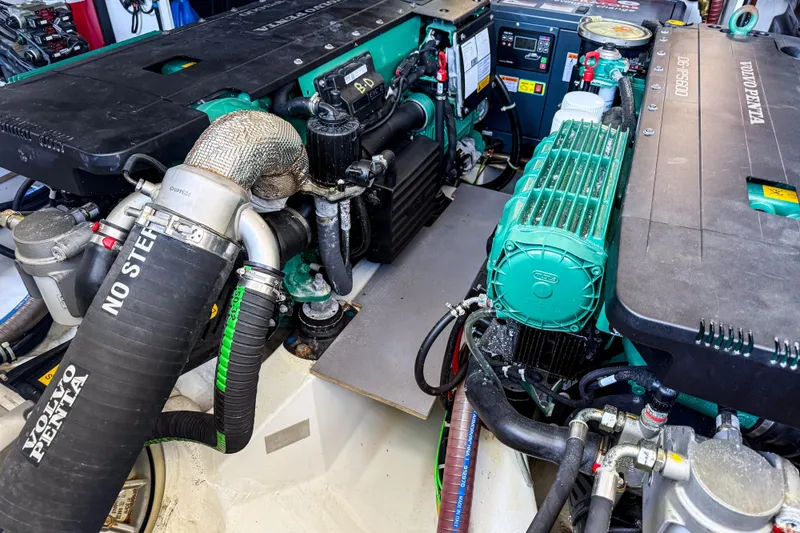 Slide: The Image of Engine room of 2023 Beneteau Gran Turismo 45 with Volvo Penta components. - 27