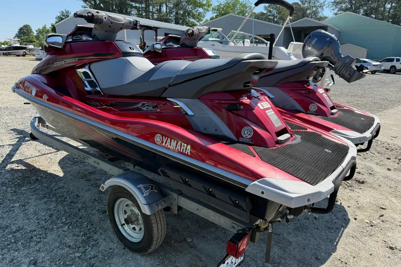 Slide: The Image of 2013 Yamaha WaveRunner FX HO jet skis on a trailer, ready for adventure. - 3