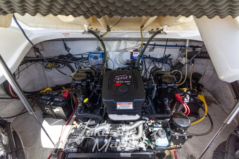 Slide: The Image of 2008 Crownline 240 LS engine compartment with MerCruiser 350 MAG MPI engine. - 16
