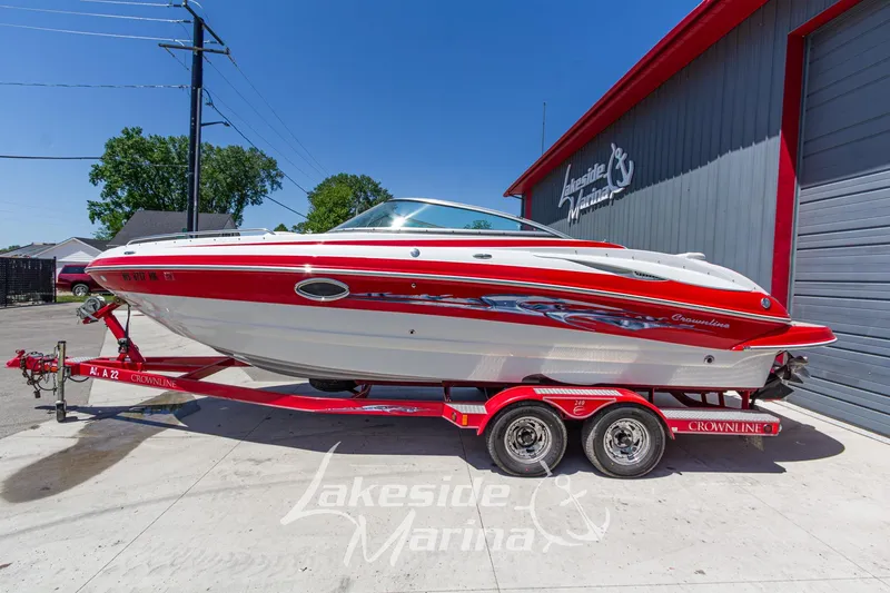 Slide: The Image of 2008 Crownline 240 LS boat on trailer at Lakeside Marina. - 2