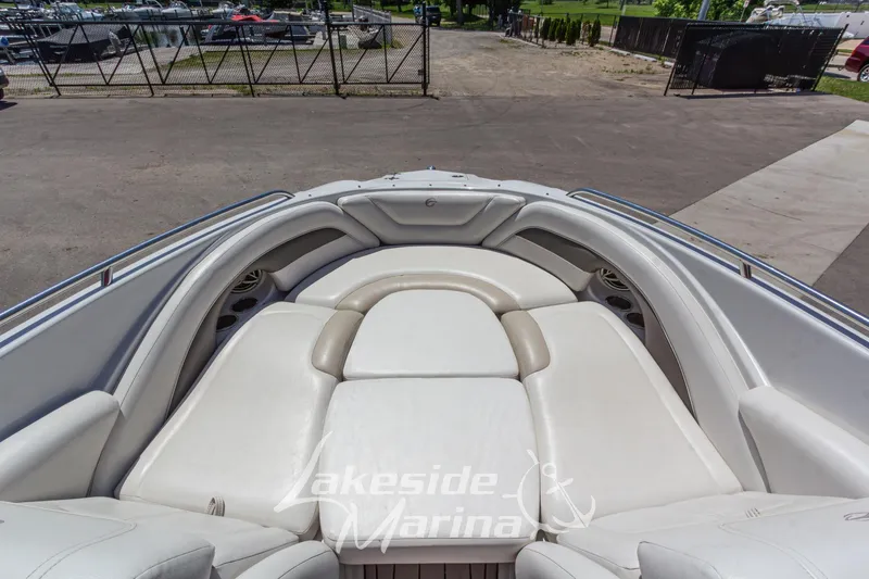 Slide: The Image of 2008 Crownline 240 LS boat interior with white seating at Lakeside Marina. - 31