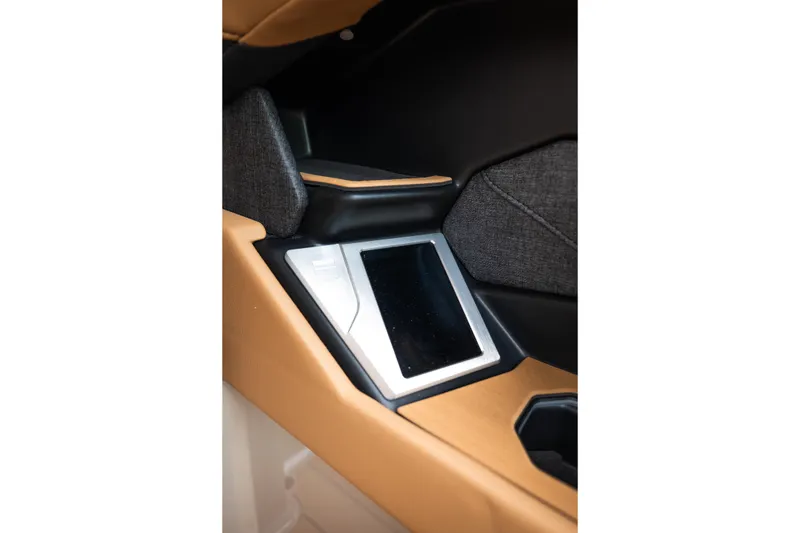 Slide: The Image of Interior of 2026 MasterCraft X24 boat featuring a sleek touchscreen control panel. - 37