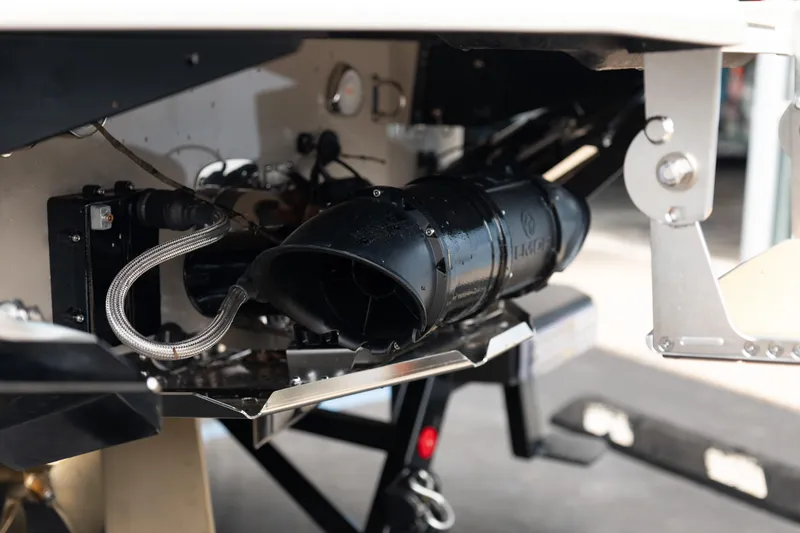Slide: The Image of Close-up of 2026 MasterCraft X24 boat engine components and exhaust system. - 8