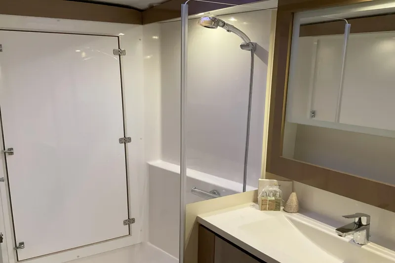 Slide: The Image of Modern bathroom interior of 2017 Fountaine Pajot Lucia 40 catamaran. - 9