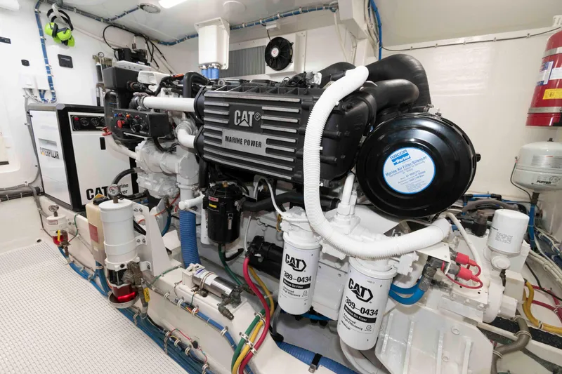 Slide: The Image of Engine room of 2009 Hatteras 60 Motor Yacht with CAT Marine Power engine. - 75