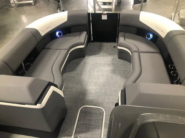 Slide: The Image of Interior of 2023 South Bay 525 RS 3.0 Arch with gray seating. - 4