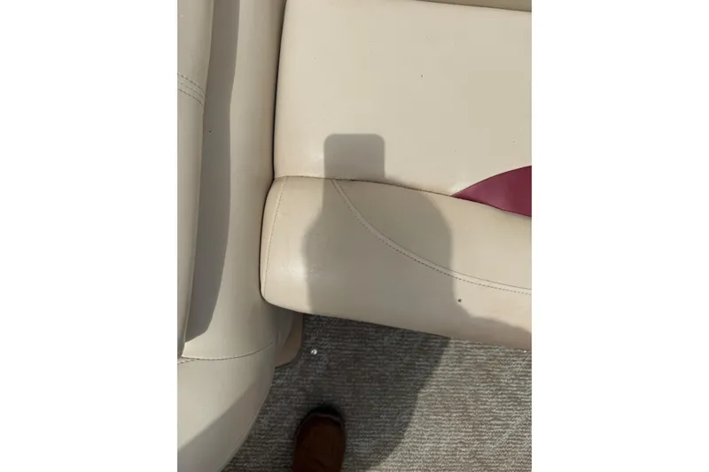 Slide: The Image of Beige boat seat with red accent on 2008 Sylvan 8523 Mandalay RE. - 33
