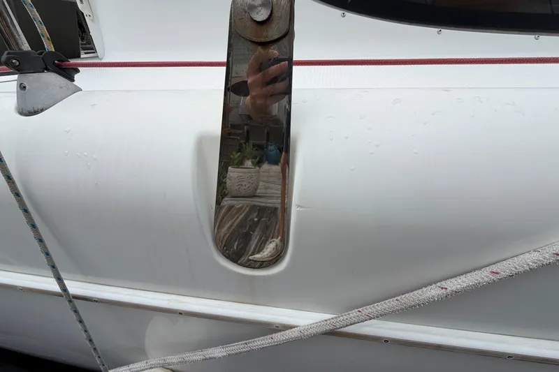 Slide: The Image of Close-up of 2009 Fountaine Pajot Orana 44 yacht detail with ropes and polished metal. - 49