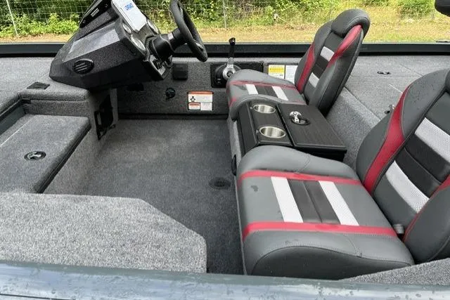 Slide: The Image of 2025 Ranger RT178 boat interior with dual seats and steering console. - 10
