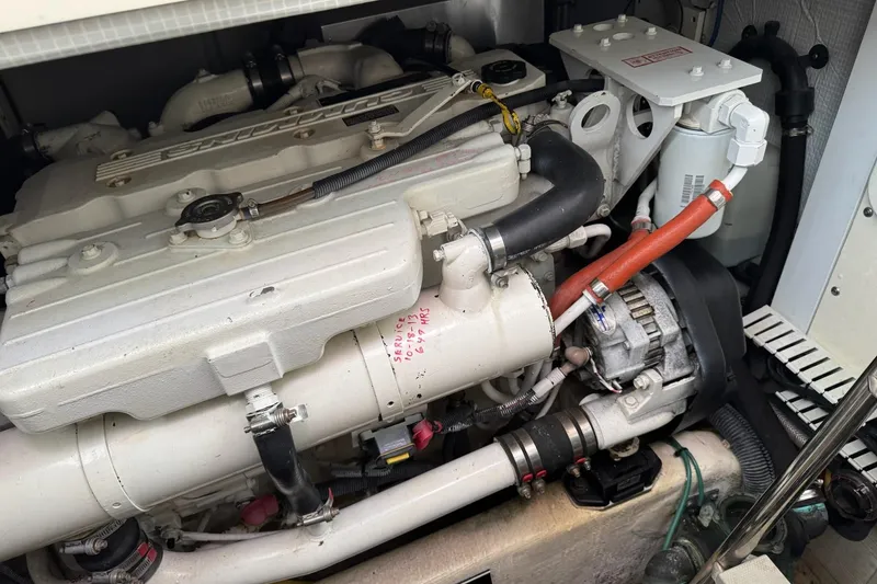Slide: The Image of Engine compartment of a 2006 Sabre 38 Salon Express, showcasing detailed mechanical components. - 31