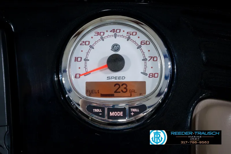 Slide: The Image of Speedometer of 2018 Regency 254 DL3 showing 23 gallons of fuel remaining. - 44