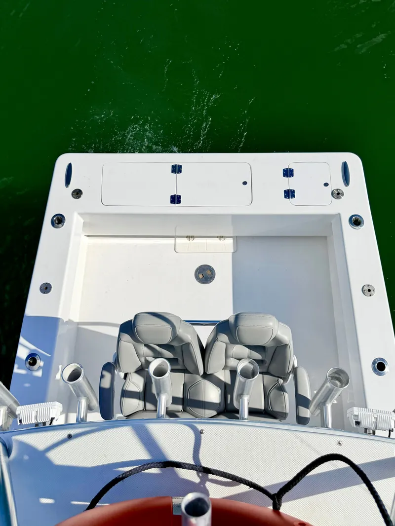 Slide: The Image of Aerial view of 1973 Custom Carolina 27 National boat deck. - 45