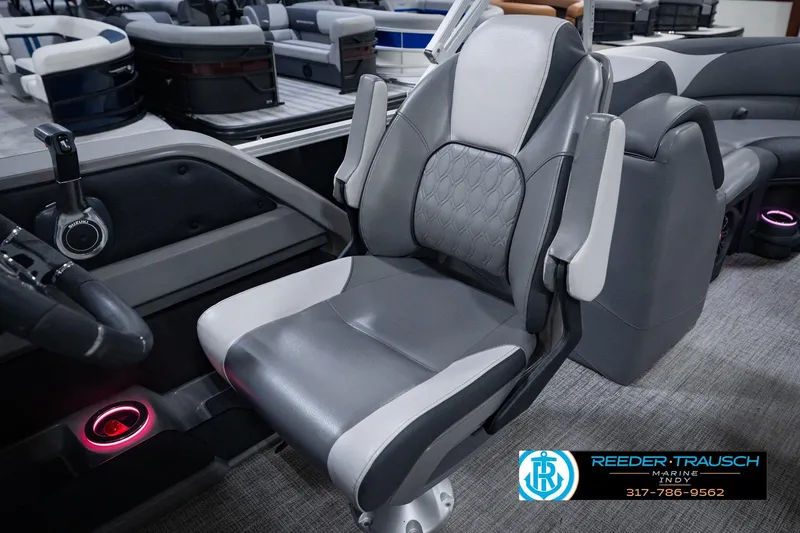 Slide: The Image of 2025 Avalon 2385 LSZ ENT boat interior with luxurious seating and modern design. - 30
