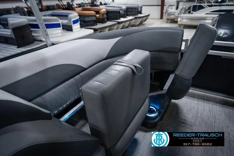 Slide: The Image of Interior of 2025 Avalon 2385 LSZ ENT pontoon boat with modern seating design. - 34
