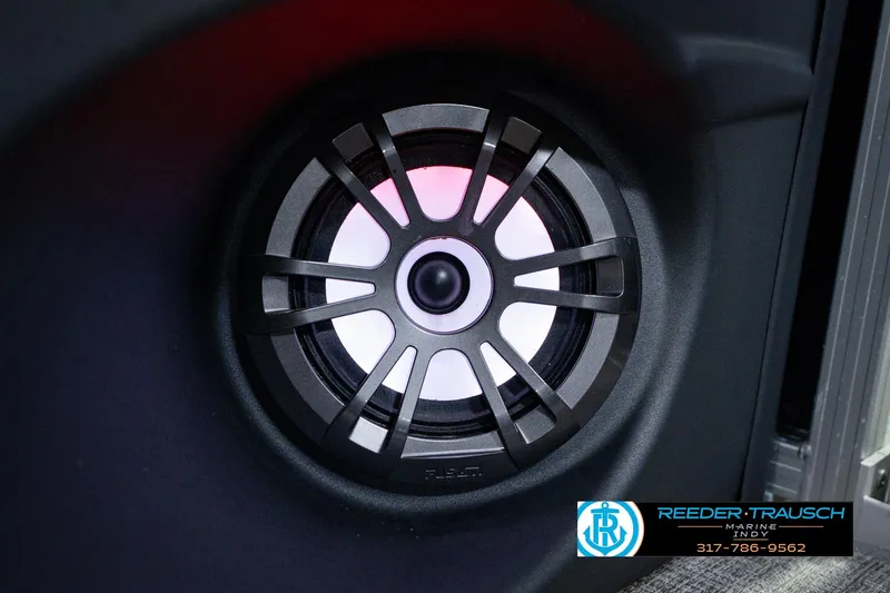 Slide: The Image of Close-up of a speaker with LED lighting on a 2025 Avalon 2385 LSZ ENT. - 48
