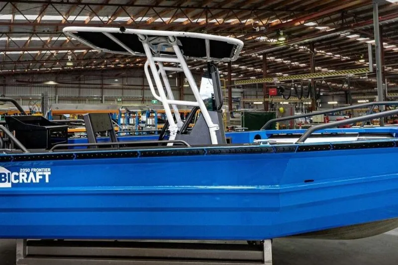 The Image of 2026 Stabicraft 2050 Frontier boat in a warehouse setting. - 1