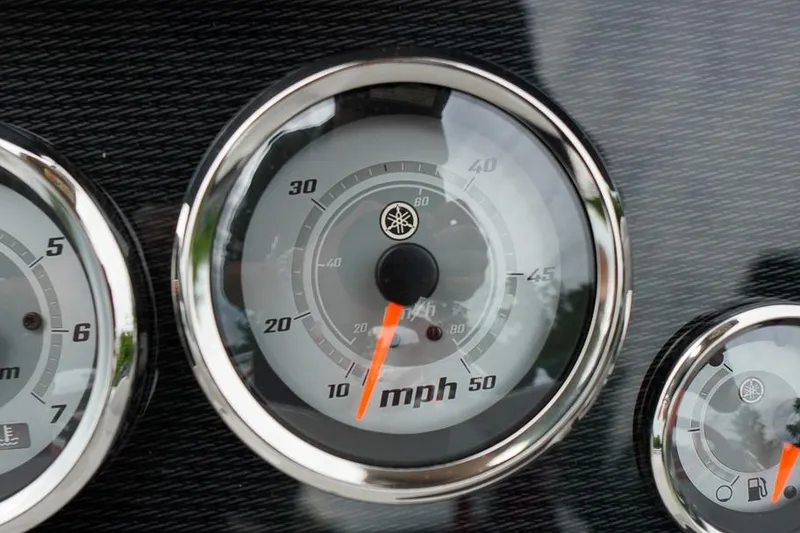 Slide: The Image of Close-up of SunCatcher Select 322SL 2026 speedometer, displaying speed in mph. - 26