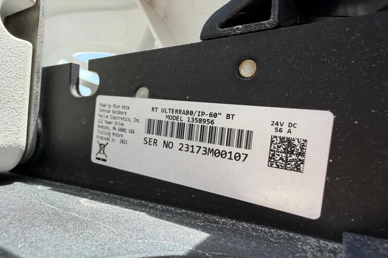 Slide: The Image of Label on Minn Kota trolling motor, model 1358956, serial number 23173M00107, for 2023 Tidewater 198 CC Adventure. - 20